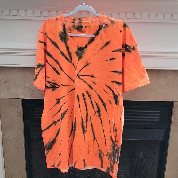 Suna Tops - SUNA Cotton Orange & Brown Tie-Dye Tee - 2XL